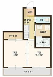 クレッセントテラス 3階2Kの間取り