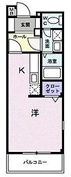 エテルノ・リヴィエール ワンルームの間取図画像