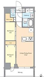 リテラス菊川 2LDKの間取図画像