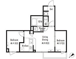グランパセオ駒場東大前 2DKの間取図画像