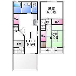 堀上町戸建 1階2LDKの間取り