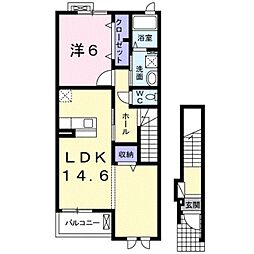マルコ吹上 2階1LDKの間取り