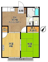 ヴィラ関谷 2DKの間取図画像
