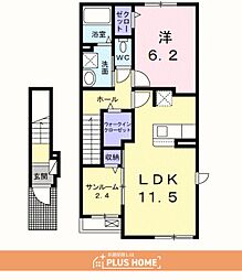 ウエスタン ヴィレッジII 1LDKの間取図画像