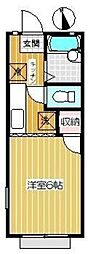 JR中央線 吉祥寺駅 徒歩8分の賃貸アパート 1階1Kの間取り