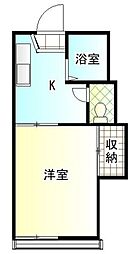 サニーハイツ 2階1Kの間取り