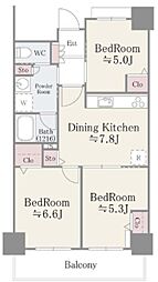 イーストコア曳舟一番館 3DKの間取図画像