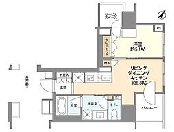 プラウド中目黒 6階1LDKの間取り