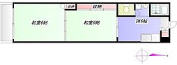 吉田ハイツ 2DKの間取図画像