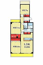 テラス本八幡 3LDKの間取図画像