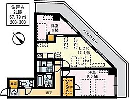 シャン・ピエール2 2LDKの間取図画像