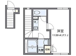 クレイノリアンフチュール山王 2階1Kの間取り