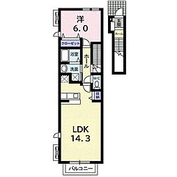 イアリス2 1LDKの間取図画像