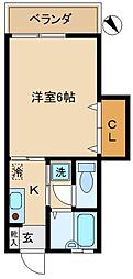 メゾンポワール 1Kの間取図画像