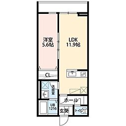 La　Libeｌｌule　二本榎 1階1LDKの間取り