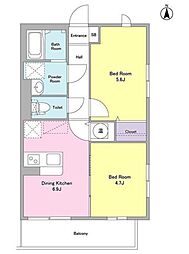ベルク経堂壱番館 2DKの間取図画像