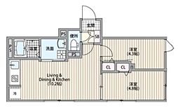 HJクラウンI 2階2LDKの間取り