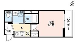 ルリアズール南与野 1階1Kの間取り