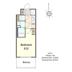 S-RESIDENCE高井田beleta 1Kの間取図画像