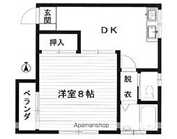 旭日グロリア 1Kの間取図画像