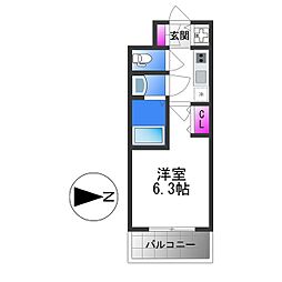 エスリードザ・グレア大阪 1Kの間取図画像