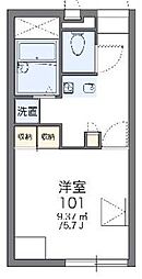 レオパレスカリエン 1Kの間取図画像