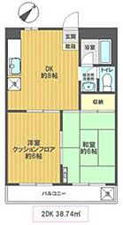 メゾンサヨネ 2DKの間取図画像