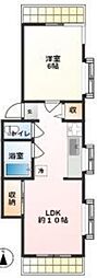 天神コーポ 1LDKの間取図画像