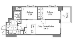 レジデンス渋谷富ヶ谷 4階2LDKの間取り