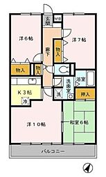 ブライトンパーク 3階4Kの間取り
