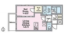アイルグランデ赤羽 3階1LDKの間取り