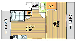 三笠フラッツ 3階1LDKの間取り