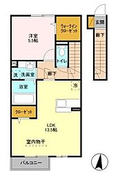 クオーレ 2階1LDKの間取り