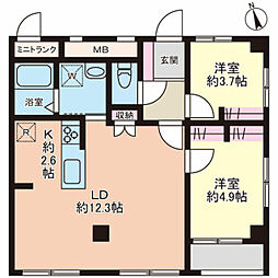 レジデンスミツイ 2LDKの間取図画像