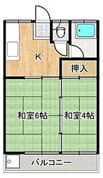 原口ハイツ 2Kの間取図画像