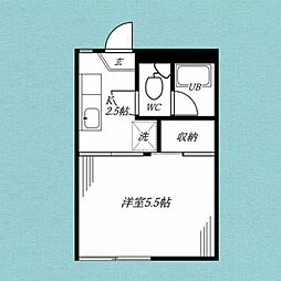 イエローハイム 2階1Kの間取り