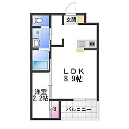 エヌエム・キャトフ・ヴァン・ディズヌフ 1LDKの間取図画像