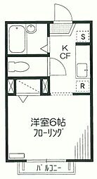 京王動物園線 多摩動物公園駅 徒歩10分の賃貸アパート 2階1Kの間取り