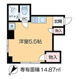 フラットリット 2階ワンルームの間取り
