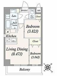 アルファコート曳舟 2LDKの間取図画像