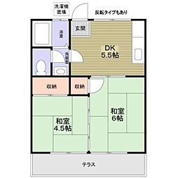 コーポ谷上 1階2Kの間取り