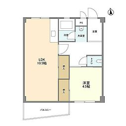 桜台森ビル 1LDKの間取図画像