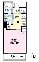 千住ザ・タワー 6階1Kの間取り