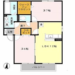 リッツハウス2番館 2LDKの間取図画像