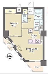 神明公園ハイツ・文京 4階1LDKの間取り