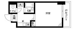DuoFeel島津山 ワンルームの間取図画像