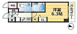 エステムプラザ神戸三宮ルクシア 1Kの間取図画像