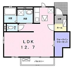 プリムローズKIV 1階ワンルームの間取り