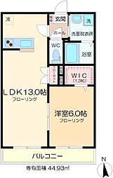 ディアコート 1LDKの間取図画像
