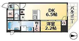 ネクストステージ神戸元町 8階1DKの間取り
